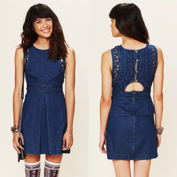 Free People Dresses & Skirts - Free People | New Romantics Denim Cutout Dress